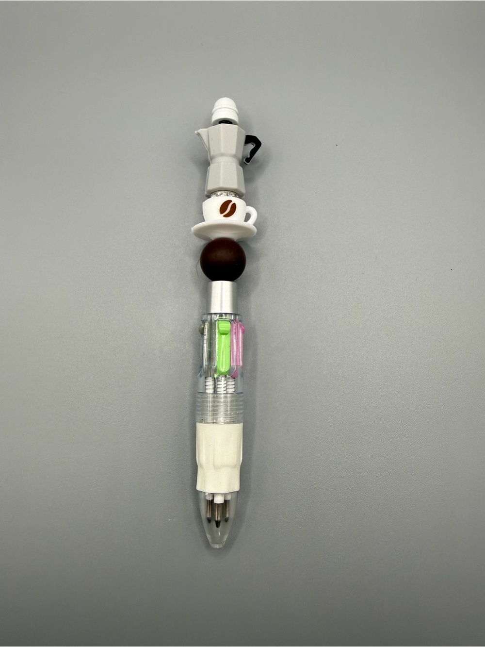 Novelty Coffee-Themed Multi-Color Pen - White & Brown  - Handmade #O0139C